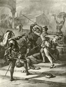 Romeo en Julia. Act I-Scene I door Felix Octavius Carr Darley