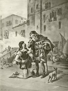 De koopman van Venetië. Act II, Scene II door Felix Octavius Carr Darley