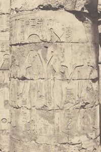 Karnak (Thebe), Paleis--Hypostyle Zaal--Centrale Kolom--Decoratie van een Fut,1853 (foto) door Félix Teynard