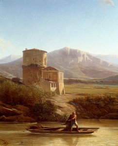 Een visser aan de oevers van de Tiber in Italië (detail) door Felix Thomas