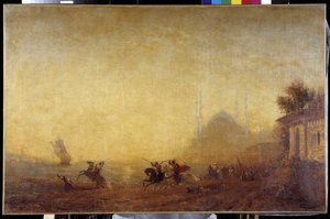 Fantasia aan de oevers van de Bosporus. De Basiliek van Hagia Sophia is zichtbaar door Félix Ziem
