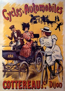 Affiche voor fietsen en auto