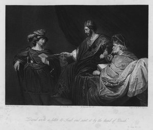 David geeft de fatale brief aan Uriah, II Samuel XI