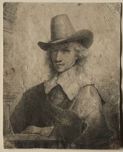 Portret van een Man met een Hoge Hoed door Ferdinand Bol