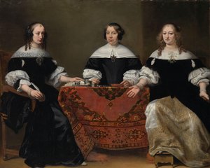 Portret van de drie regentessen van het Leprozenhuis, Amsterdam