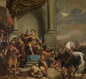 Titus Manlius Imperiosus Torquatus beveelt de onthoofding van zijn zoon door Ferdinand Bol