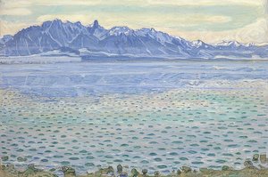 Thunersee met Stockhornketen. 1904 door Ferdinand Hodler