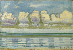 Uitzicht op het Meer van Genève en de Zwitserse Jura door Ferdinand Hodler