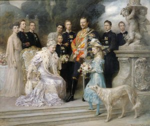 Groepsportret van de Keizerlijke Familie ter Gelegenheid van het Zilveren Huwelijk door Ferdinand. Keller