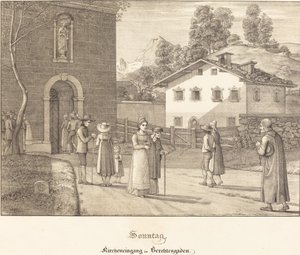 Zondag - Naar de kerk bij Berchtesgaden door Ferdinand Olivier