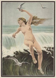 Golven en meeuwen door Ferdinand Victor Eugene (after) Delacroix