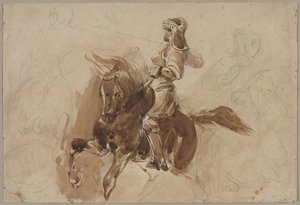Gepantserde figuur te paard (recto), ca. 1828