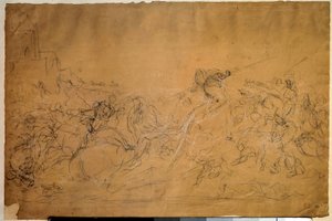 Slagveldscène door Ferdinand Victor Eugene Delacroix