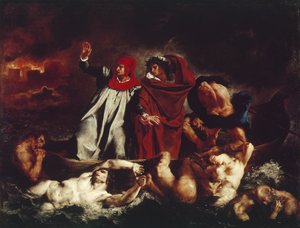 De boot van Dante, uit Divina Commedia door Dante Alighieri door Ferdinand Victor Eugene Delacroix