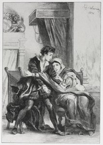Hamlet: Hamlet en de koningin, 1834 door Ferdinand Victor Eugene Delacroix