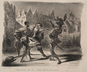 Illustraties voor Faust: Duel van Faust en Valentin, 1828 door Ferdinand Victor Eugene Delacroix