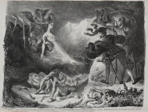 Illustraties voor Faust: Marguerites schaduw verschijnt aan Faust, 1828
