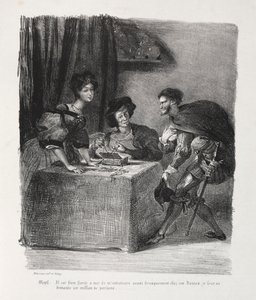 Illustraties voor Faust: Méphistophélés is bij Marthe, 1828