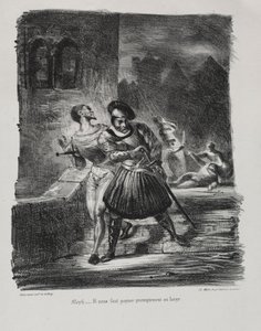 Illustraties voor Faust: Mefistofeles en Faust vluchten na het duel