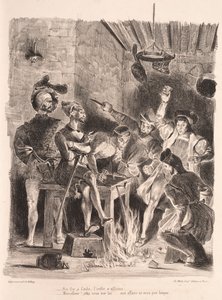 Illustraties voor Faust: Méphistophélès in de taverne van de studenten, 1828 door Ferdinand Victor Eugene Delacroix