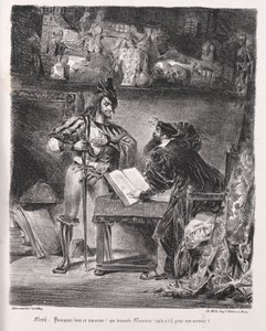 Illustraties voor Faust: Méphistophélès bezoekt Faust door Ferdinand Victor Eugene Delacroix