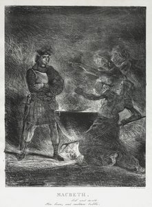 Macbeth Raadpleegt de Heksen, 1825 door Ferdinand Victor Eugene Delacroix