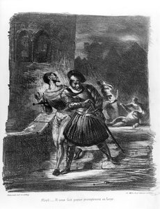 Mephistopheles en Faust ontsnappen na de Dood van Valentin, uit Goethe
