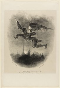 Mephistopheles in de lucht (frontispice uit Faust) door Ferdinand Victor Eugene Delacroix