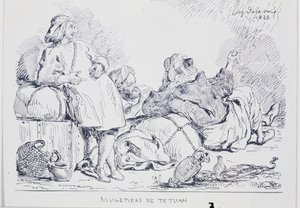 Muledrijvers uit Tetuán, 1833 door Ferdinand Victor Eugene Delacroix