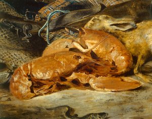 Nature morte au homard - stilleven met kreeft ... door Ferdinand Victor Eugene Delacroix