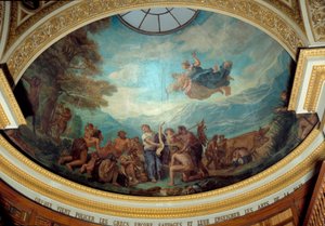 Orpheus komt de nog wilde Grieken politiseren en de kunsten van vrede onderwijzen Fresco door Eugene Delacroix (1798-1863) decoratie van de koepel van de Nationale Assemblee bibliotheek (Palais Bourbon) 1843 Parijs door Ferdinand Victor Eugene Delacroix