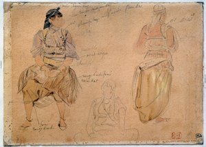 Studies van Arabische vrouwen door Ferdinand Victor Eugene Delacroix