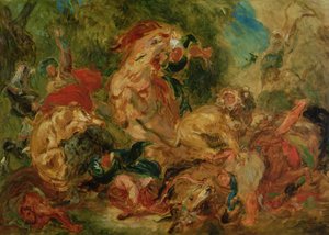 Studie voor De Leeuwenjacht, 1854 door Ferdinand Victor Eugene Delacroix