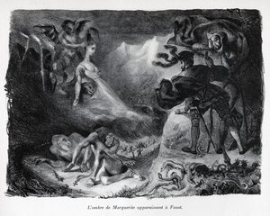 De schaduw van Gretschen verschijnt bij Faust door Ferdinand Victor Eugene Delacroix