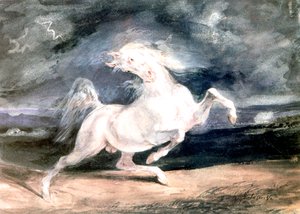 Wit paard, 19e eeuw door Ferdinand Victor Eugene Delacroix