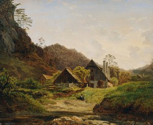 Landschap met smederij