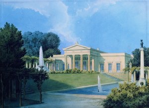 Zicht op Charlottenhof vanuit de tuin, 1855 door Ferdinand von Arnim