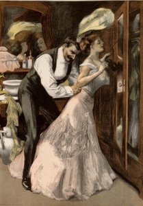 Voor de Redoute. / Hoeveel tijd heeft een vrouw nodig om weinig aan te trekken door Ferdinand von Reznicek