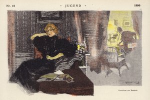Vrouw thuis in de avond door Ferdinand von Reznicek