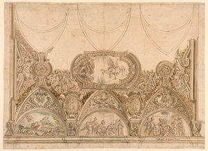 Ontwerp voor de Decoratie van het Plafond van een Kapel door Ferdinando Galli Bibiena