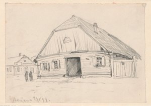 Herberg Jankielowa in Oszmiana; recto: schets van een onbepaald motief door Ferdynand Ruszczyc