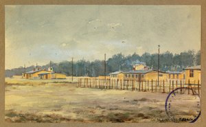 Zicht op de westkant van de kampkeukens en kantines door Fernand Barbier