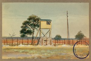 Wachttoren en prikkeldraad door Fernand Barbier