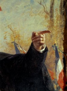Hand. Detail van het portret van Paul Déroulède (1846-1914), Franse nationalistische militant, wijzend met zijn vinger. Schilderij door Fernand Cormon (1845-1924) door Fernand Cormon