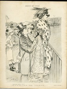 Illustratie van Gottlob (1873-1935) in Le Lire, 21/12/07 - Resultaten van races - Liefde, Mode, Leven van de rijken, Hippisme - Vrouwen door Fernand Louis Gottlob