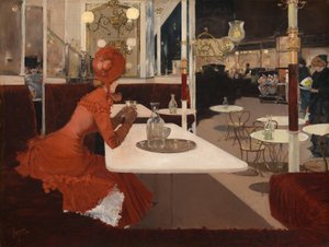 In het café