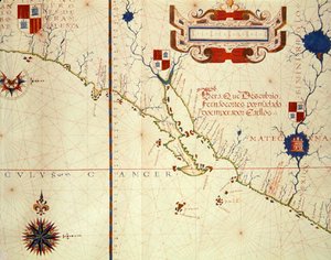 Kaart van Mexico en Neder-Californië, uit een atlas, 1571 door Fernao Vaz Dourado