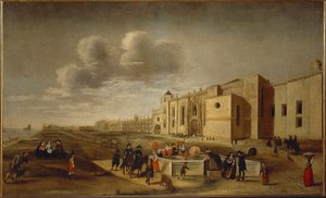 Panoramisch uitzicht op het Jeronimos-klooster en Belem-plein, Lissabon door Filipe Lobo