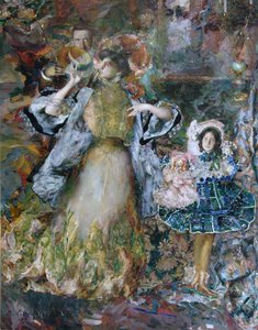 Zelfportret met vrouw en dochter, 1910