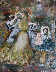 Zelfportret met vrouw en dochter, 1910